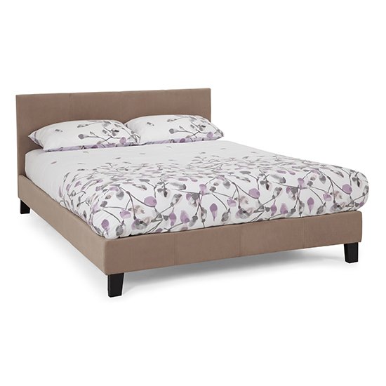 Evelyn Latte Fabric Upholstered King Size Bed