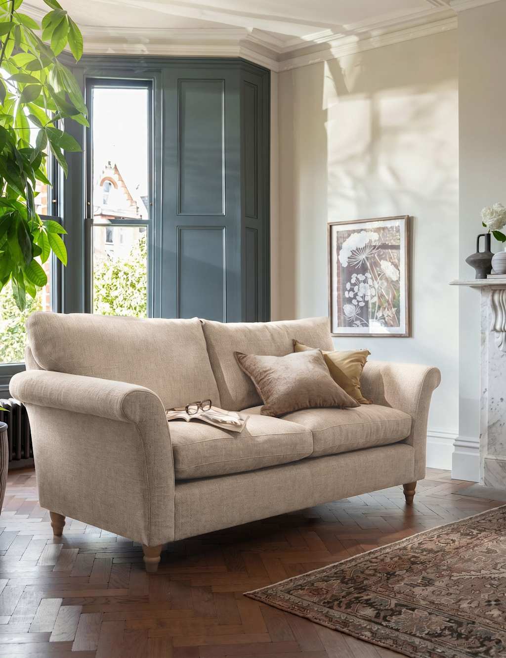 BARKER AND STONEHOUSE Amelie Fabric Large 3 Seater Sofa Oatmeal