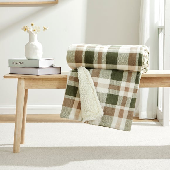 Check Sherpa Throw Blanket, 130cm x 180cm