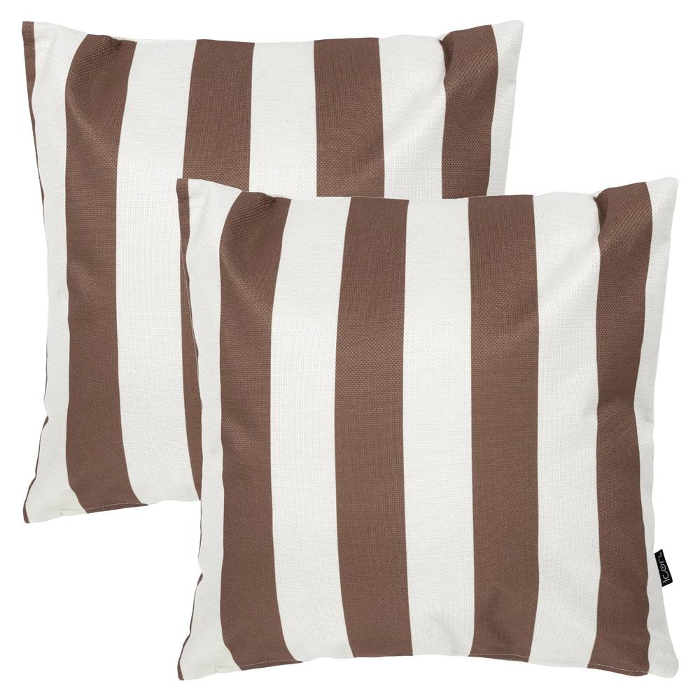 icon 2 Pack Cushion 43x43 Kyoto Fabric, Stripe, Chocolate