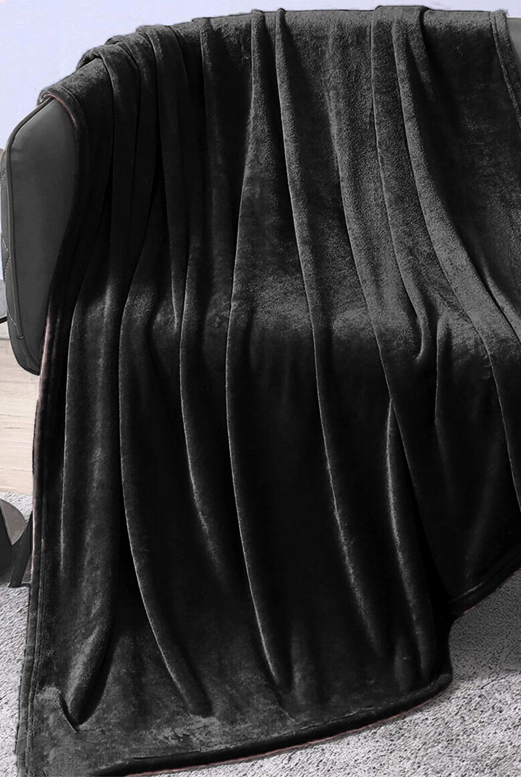 Ezysleep Large Faux Mink Super Soft Throw in Black
