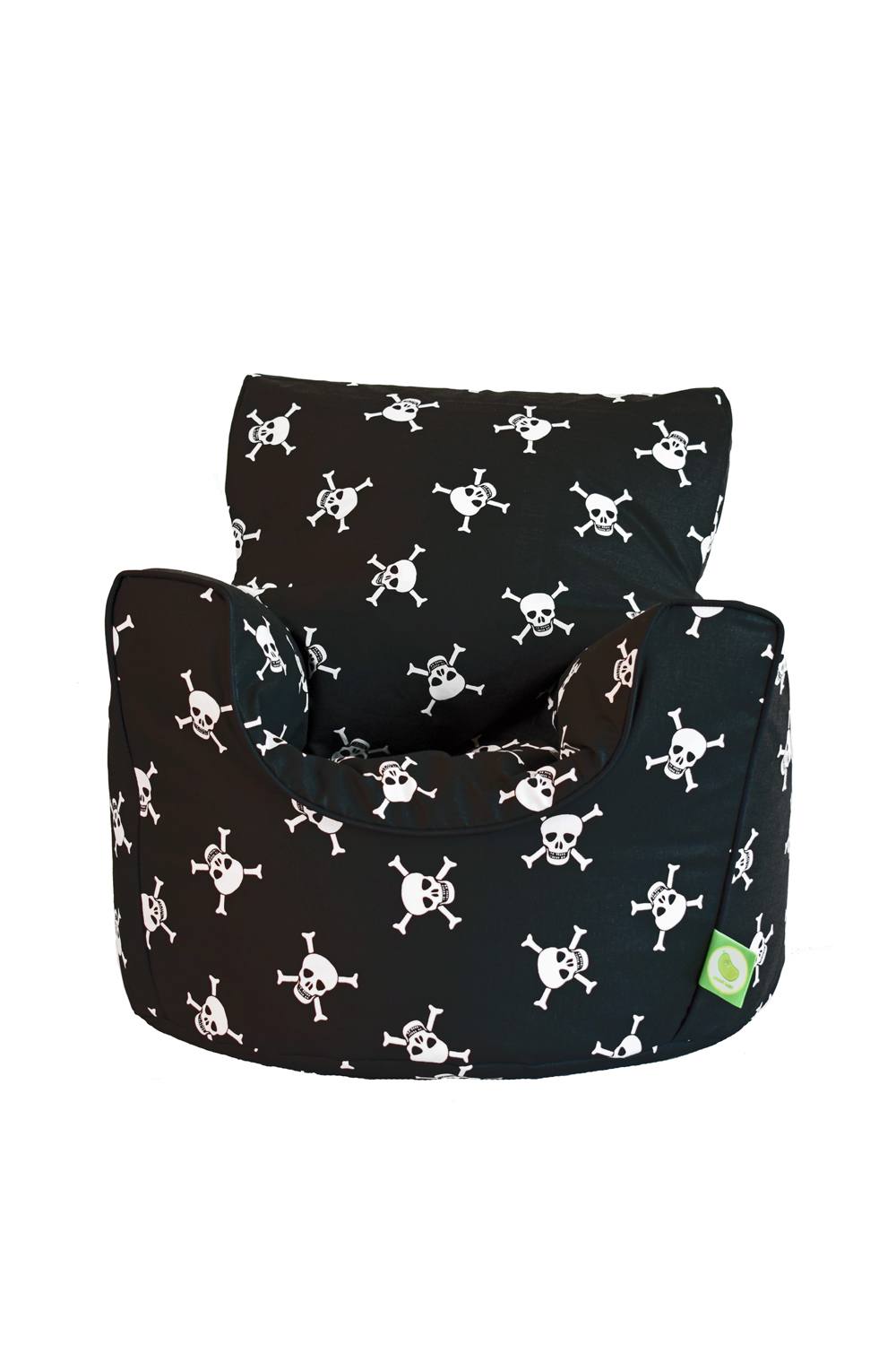 Bean Lazy Cotton Black Pirate Skull & Cross Bones Bean Bag Arm Chair with Beans Child / Teen size