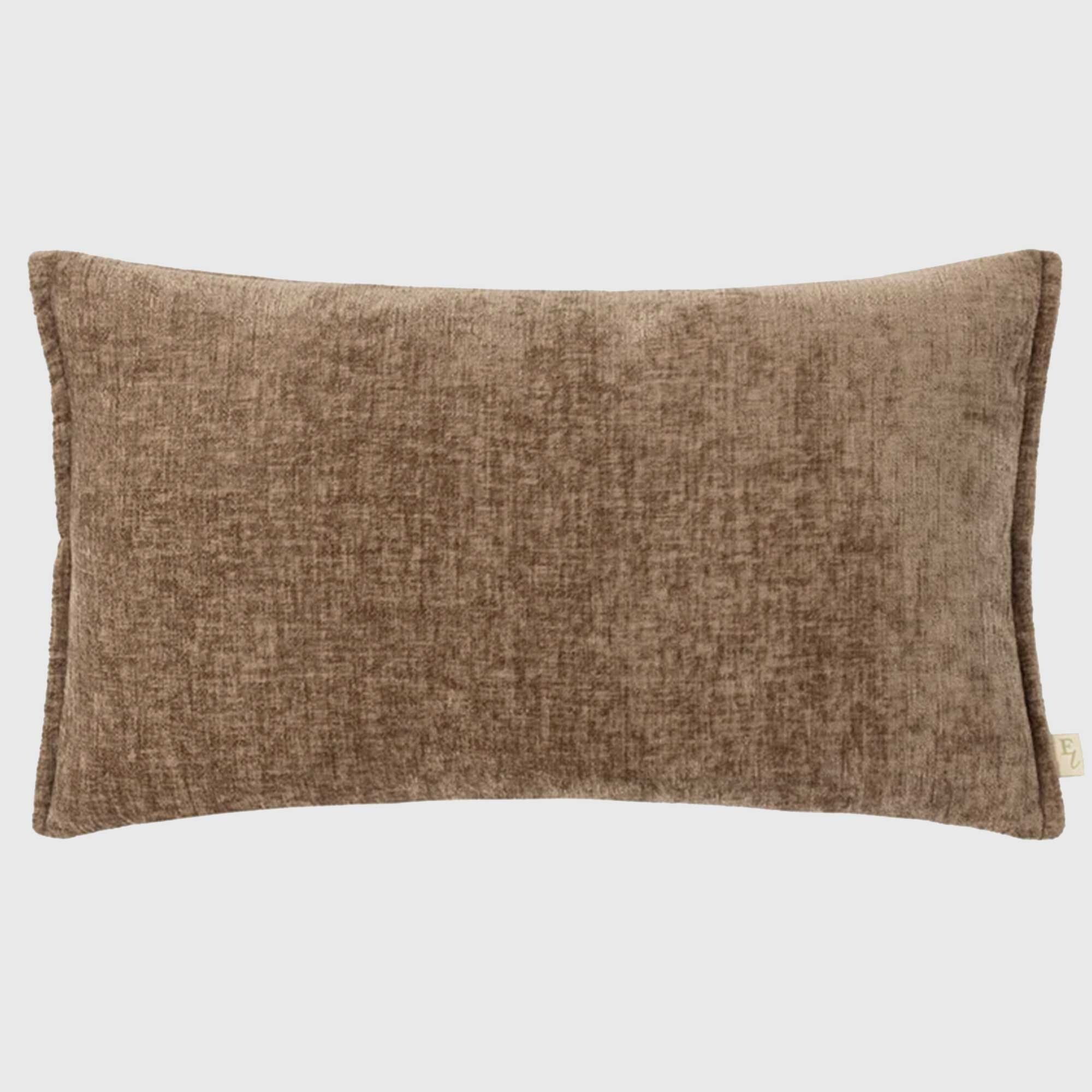 Chenille Taupe Rectangular Cushion, Square Polyester | Barker & Stonehouse