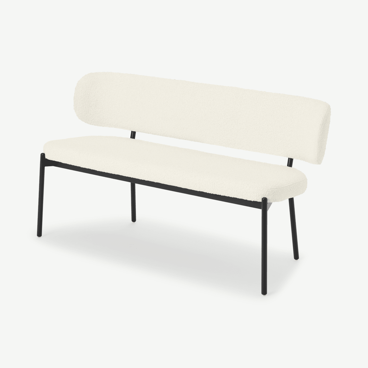 Asare Dining Bench, Whitewash Boucle with Black Legs
