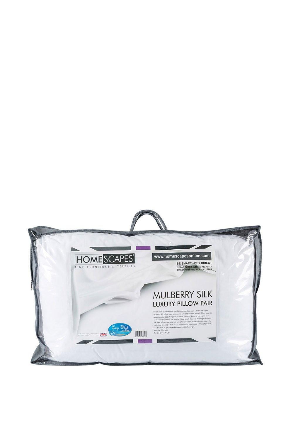 Homescapes Pure Mulberry Silk Blend Pillow Pair with 100% Cotton Casing in White