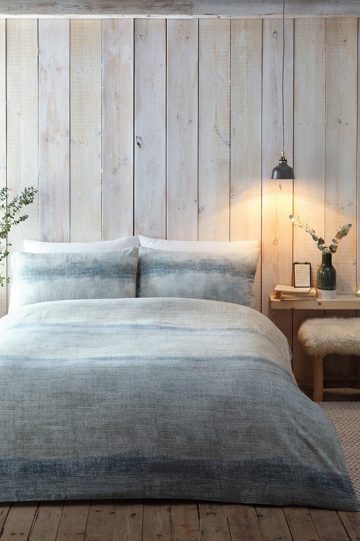 Appletree 'Anson Stripe' 100% Brushed Cotton Duvet Cover Set in Green 4