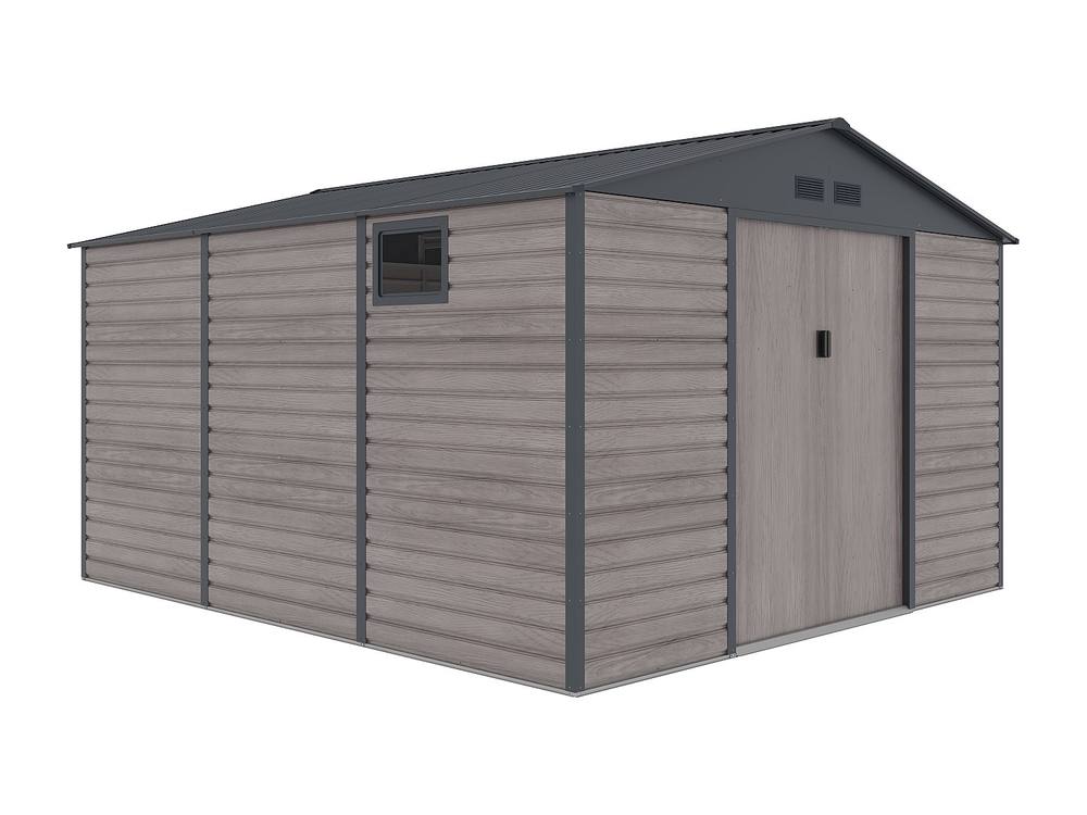 Vente-unique Garden Shed - 13.12 M² - Galvanised Steel With Grey Wood Effect 6