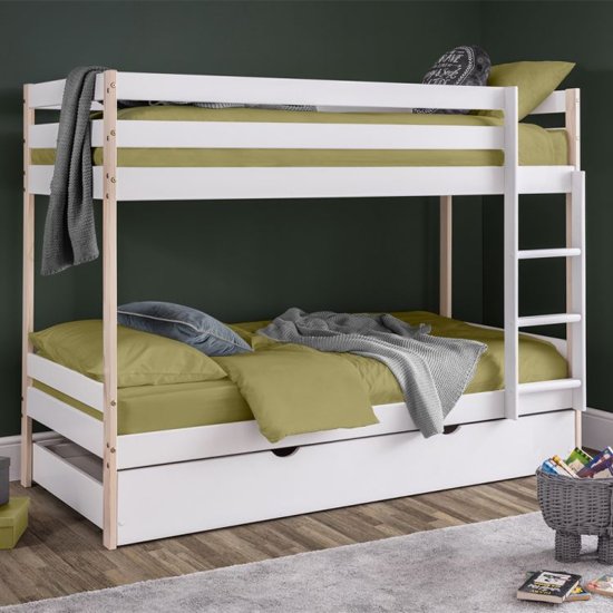 Nova Wooden Bunk Bed With Guest Bed In White Lacquer