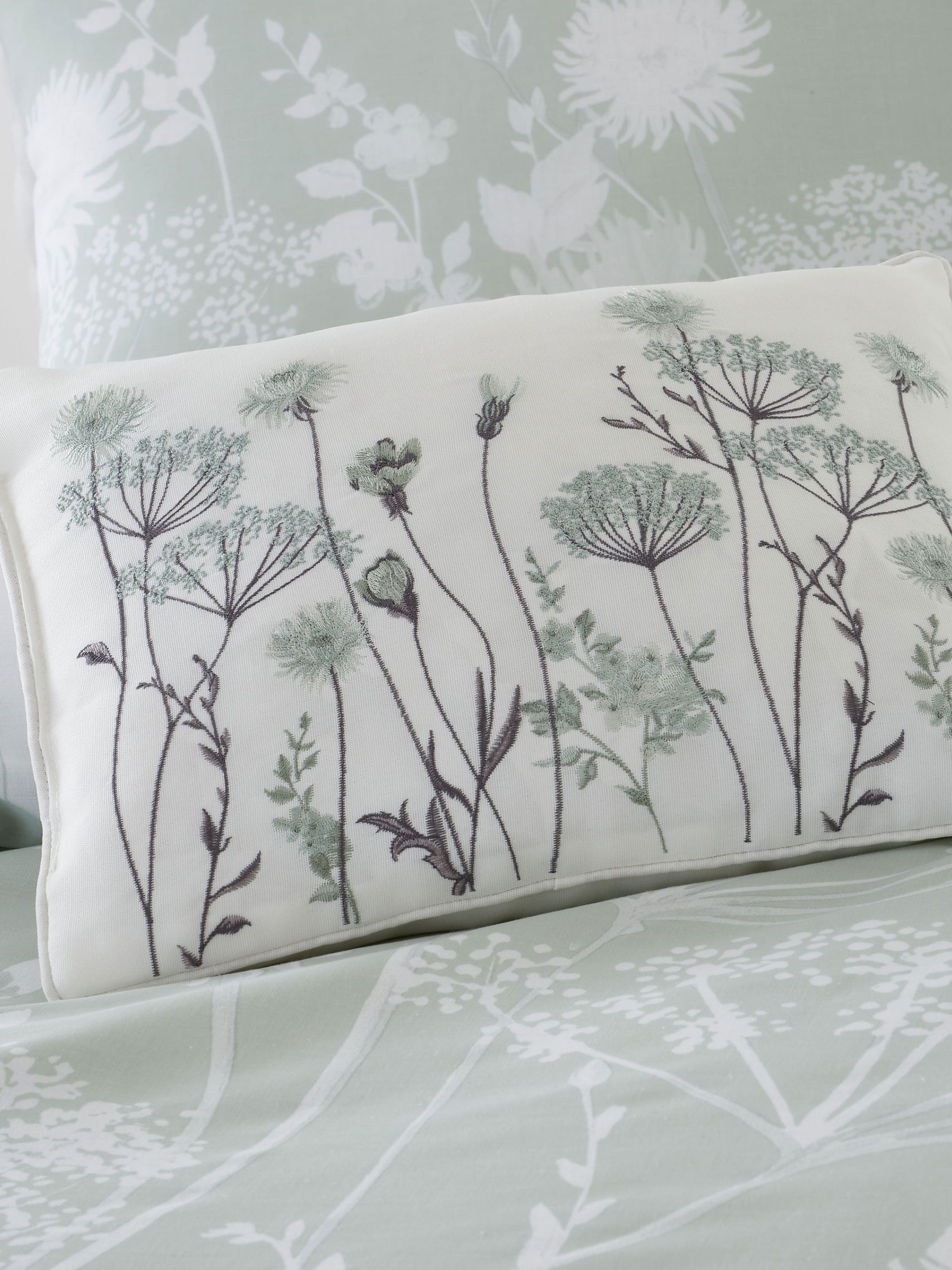 Catherine Lansfield 'Meadowsweet Floral' Cushion in Green