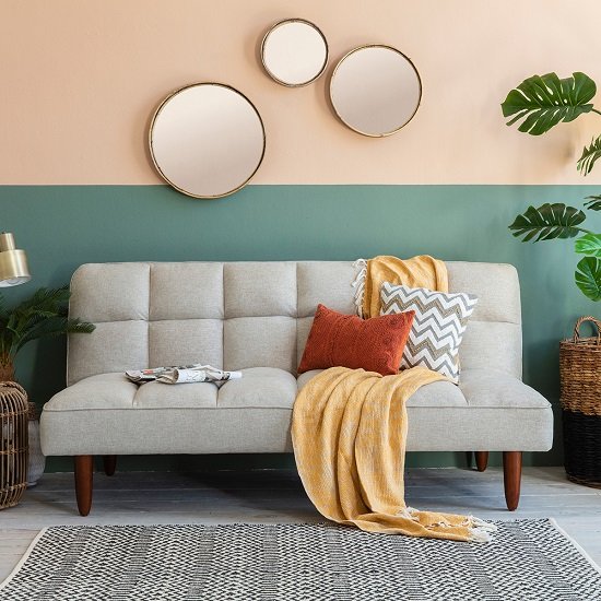 Azcona Contemporary Fabric Sofabed In Parchment