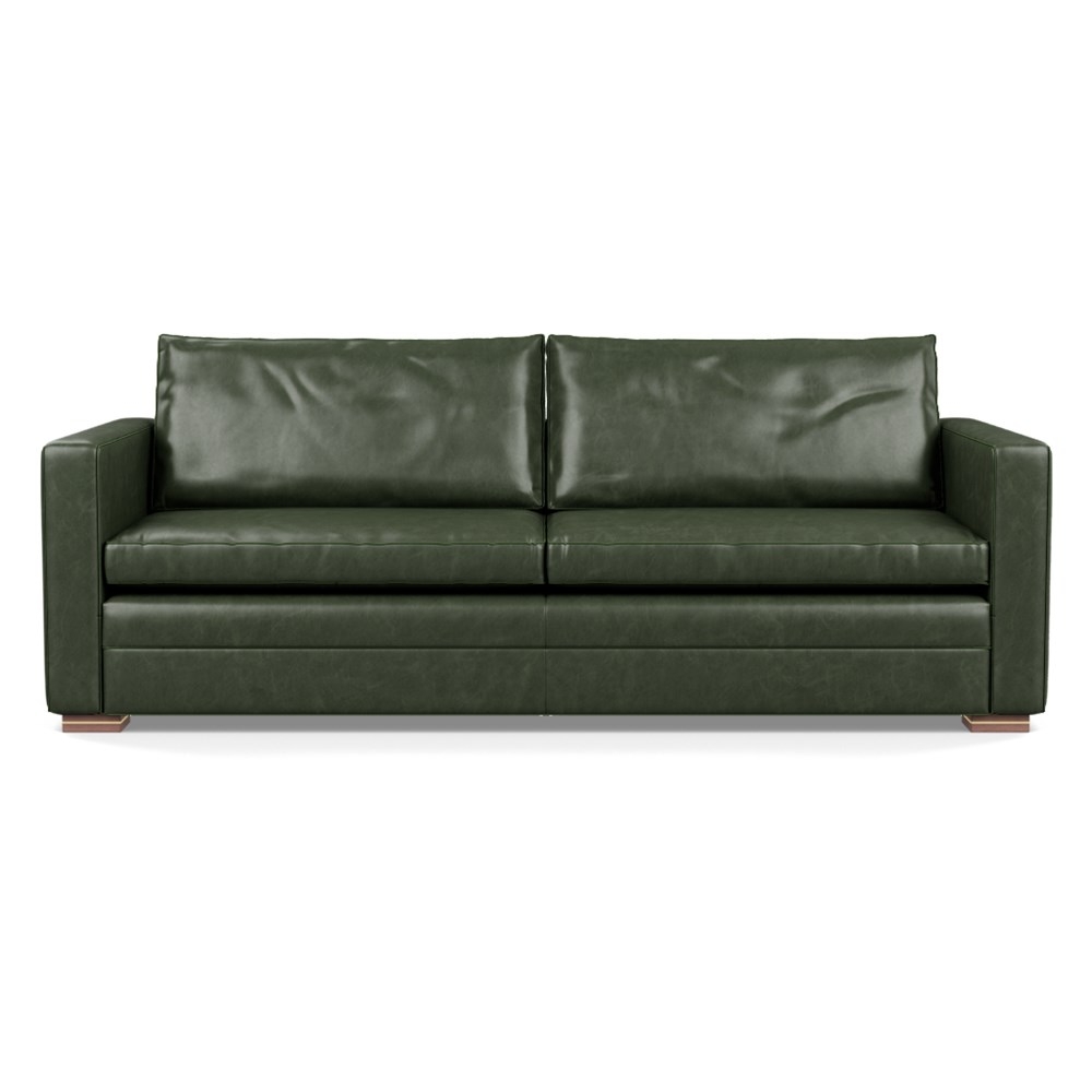 Heal's Palermo 4 Seater Sofa Stonewash Leather Vintage Green 278 Brass and