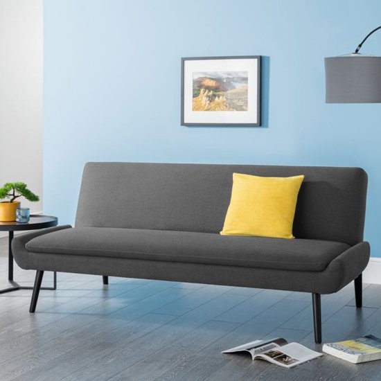 Greensburg Linen Fabric Sofabed In Grey With Black Tapered Legs