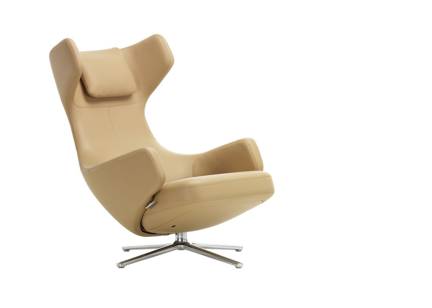 Vitra Grand Repos Chair Low Height Premium Leather Ochre Polished Base
