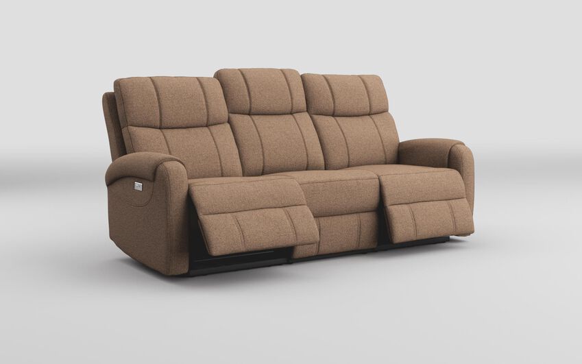 Brown Fabric Calisese 3 Seater Power Recliner Sofa