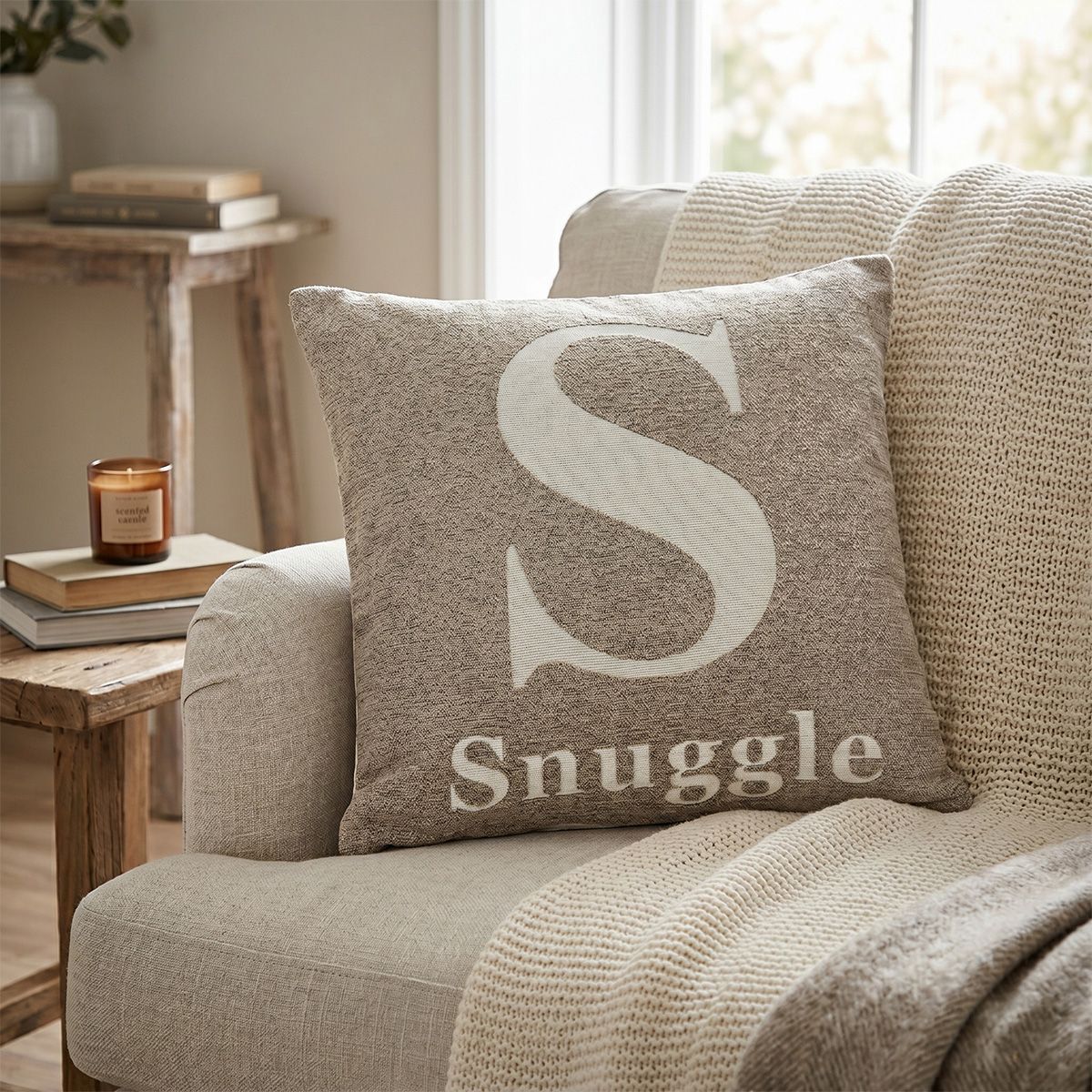 Orsina Snuggle Words Cushion in Natural