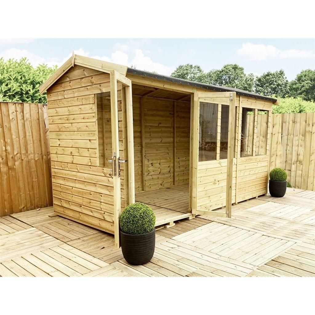 Marlborough 7 x 8 Reverse Pressure Treated Apex Summerhouse with Short Windows in Natural