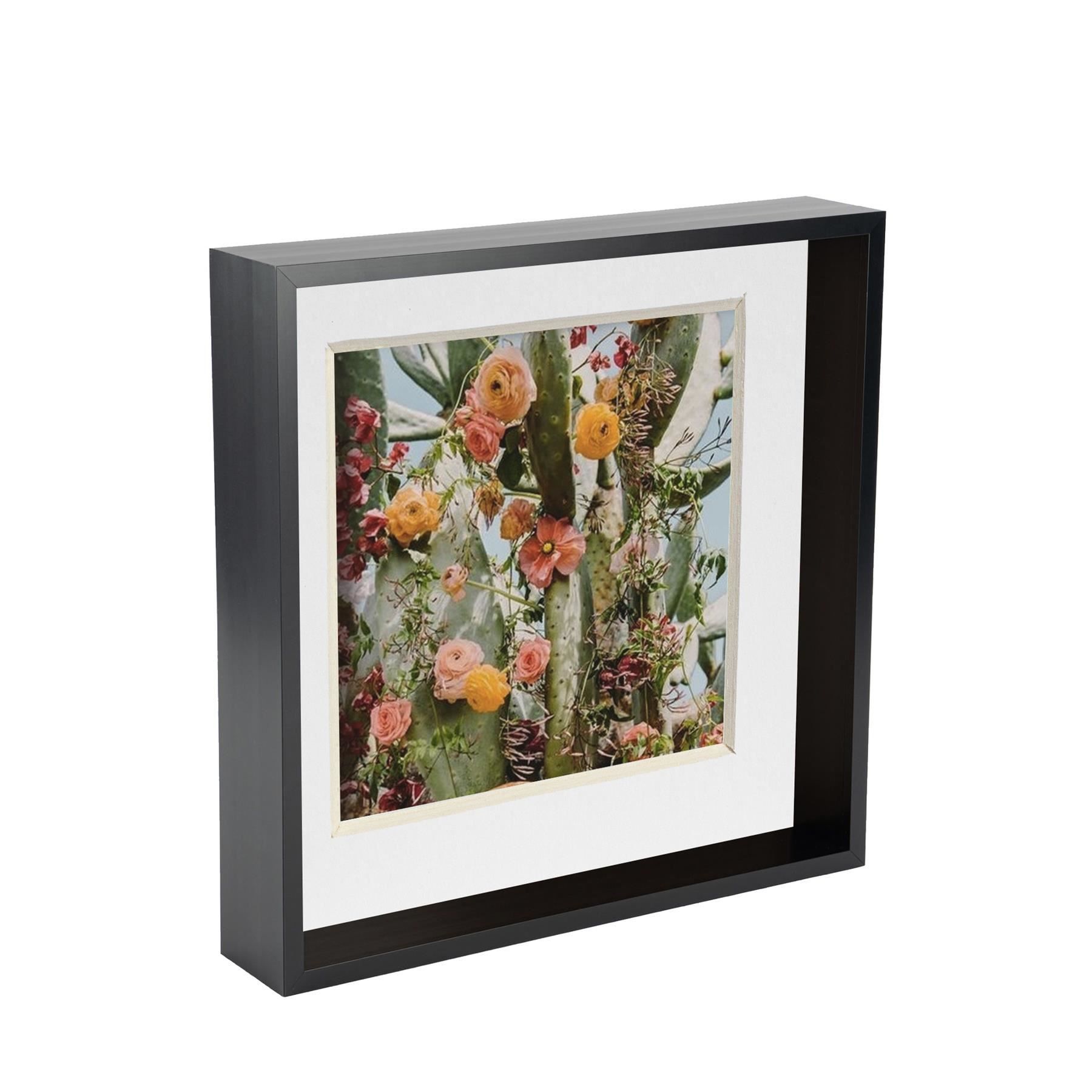 Nicola Spring 3D Deep Box Photo Frame - 10 x 10" with 8 x 8" Mount - White Mount in Black