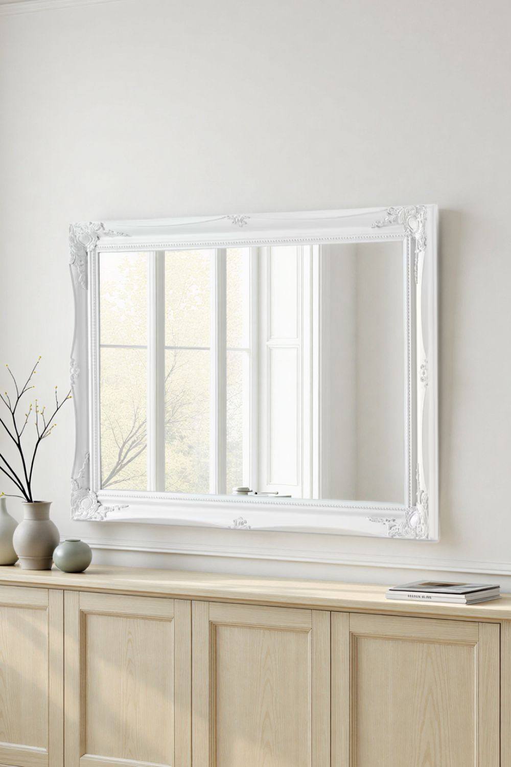 Yearn Mirrors French Style Carved Mirror White 105x75cm