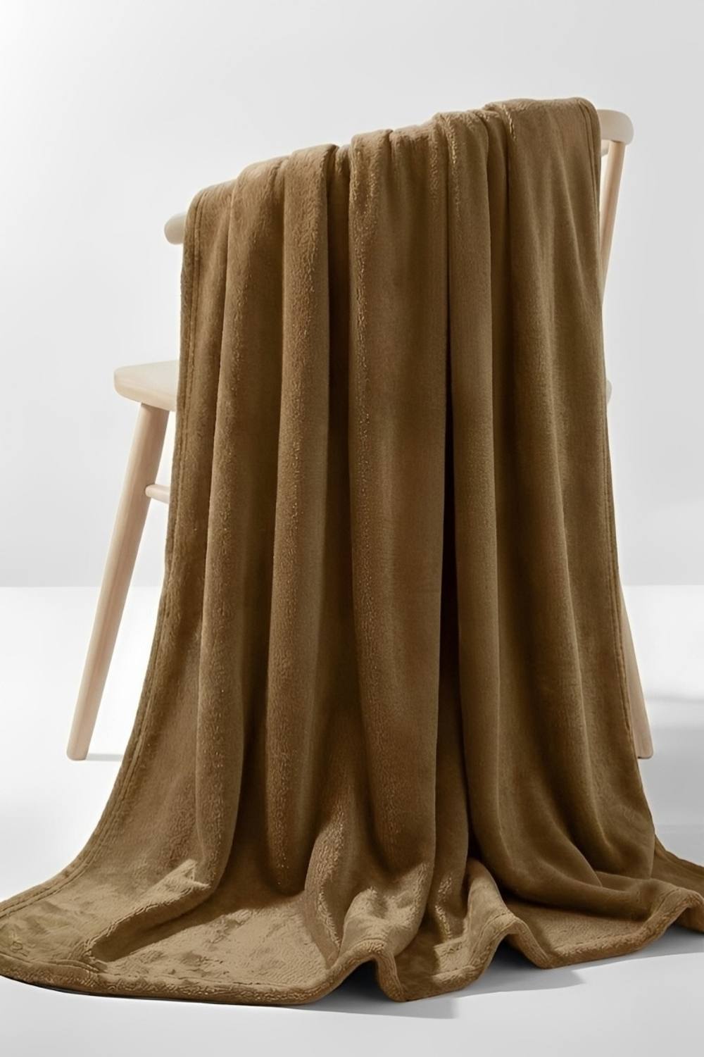 Pamposh Camel Flannel Fleece Blanket Reversible Sofa Throw