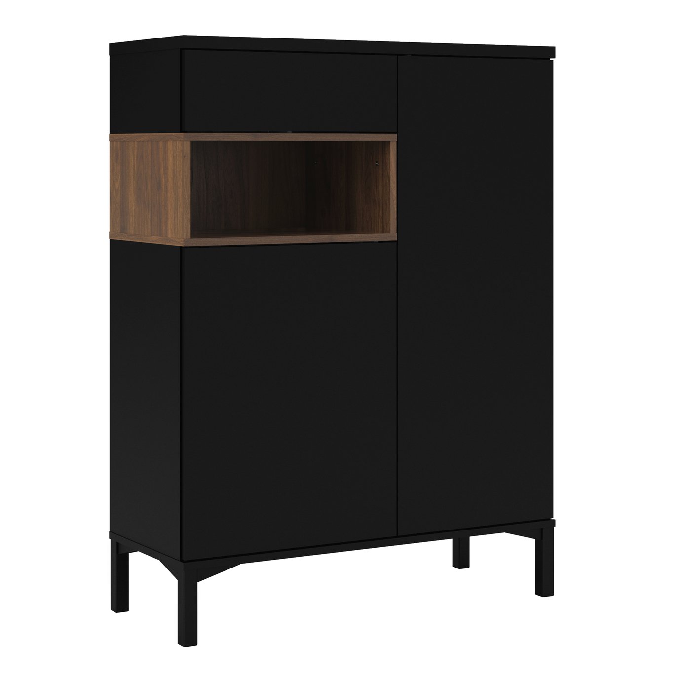 Greyson 2 Door 1 Drawer Sideboard - Black & Walnut Effect