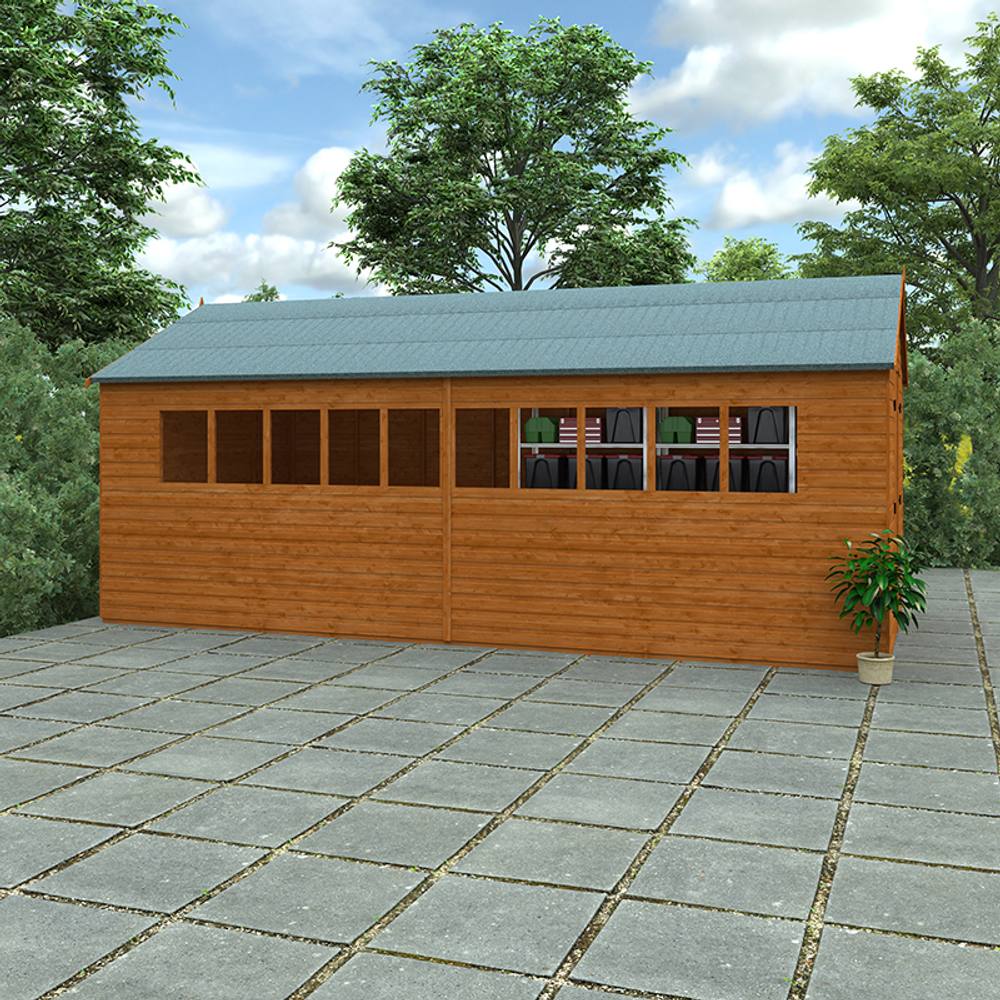 Buttercup Farm 20 x 10 Feet Xl Workshop 12mm Shed - L595 x W295 x H268.5 cm in Burnt Orange 5