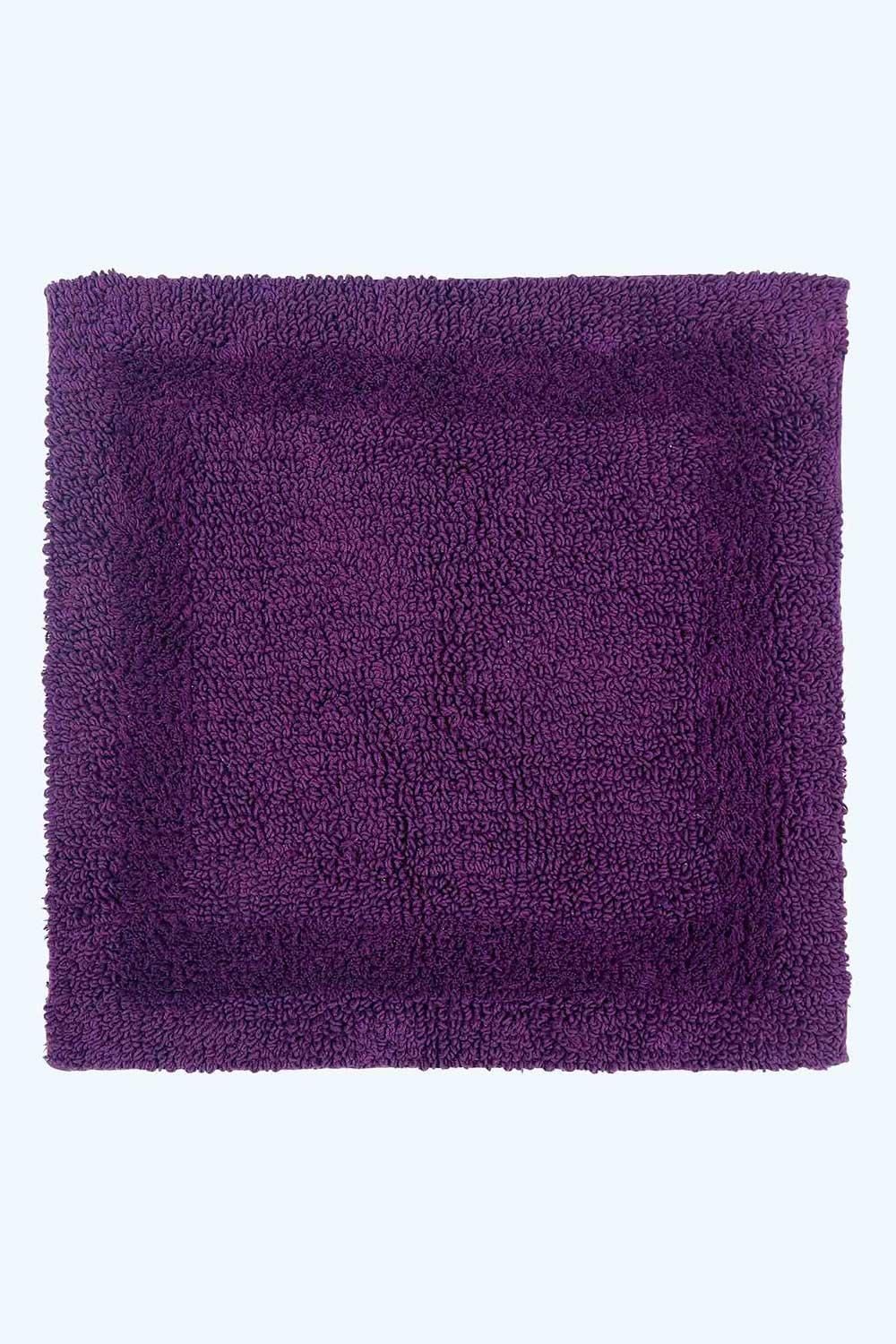 Homescapes Luxury Square Bath Mat 1600GSM 100% Cotton Reversible Shower Mat, 50cm in Purple