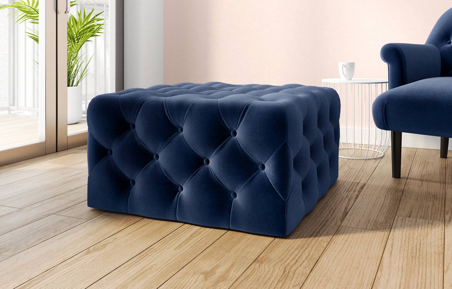 M&S Large Square Button Footstool