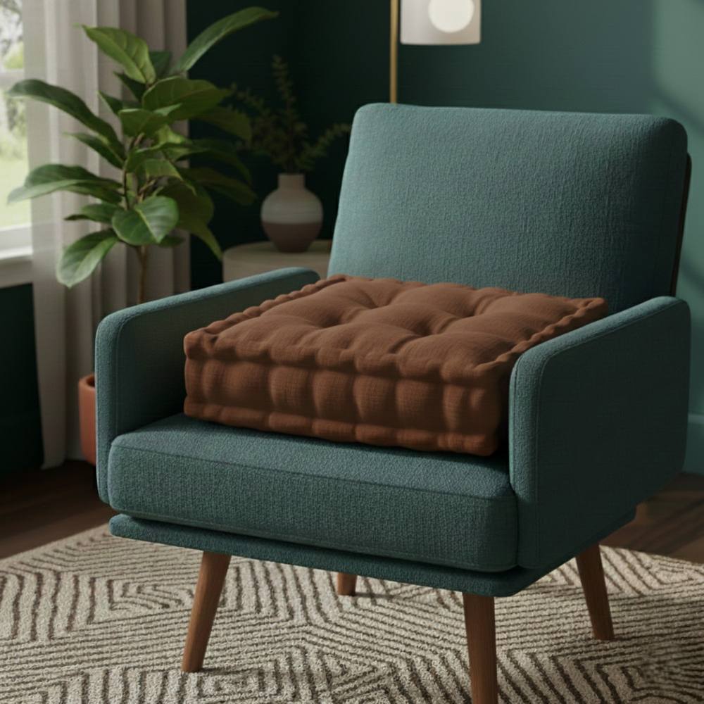 Snug City Teddy Fabric Square Booster Cushion Soft Seat Riser Pad Dining Chair in Chocolate