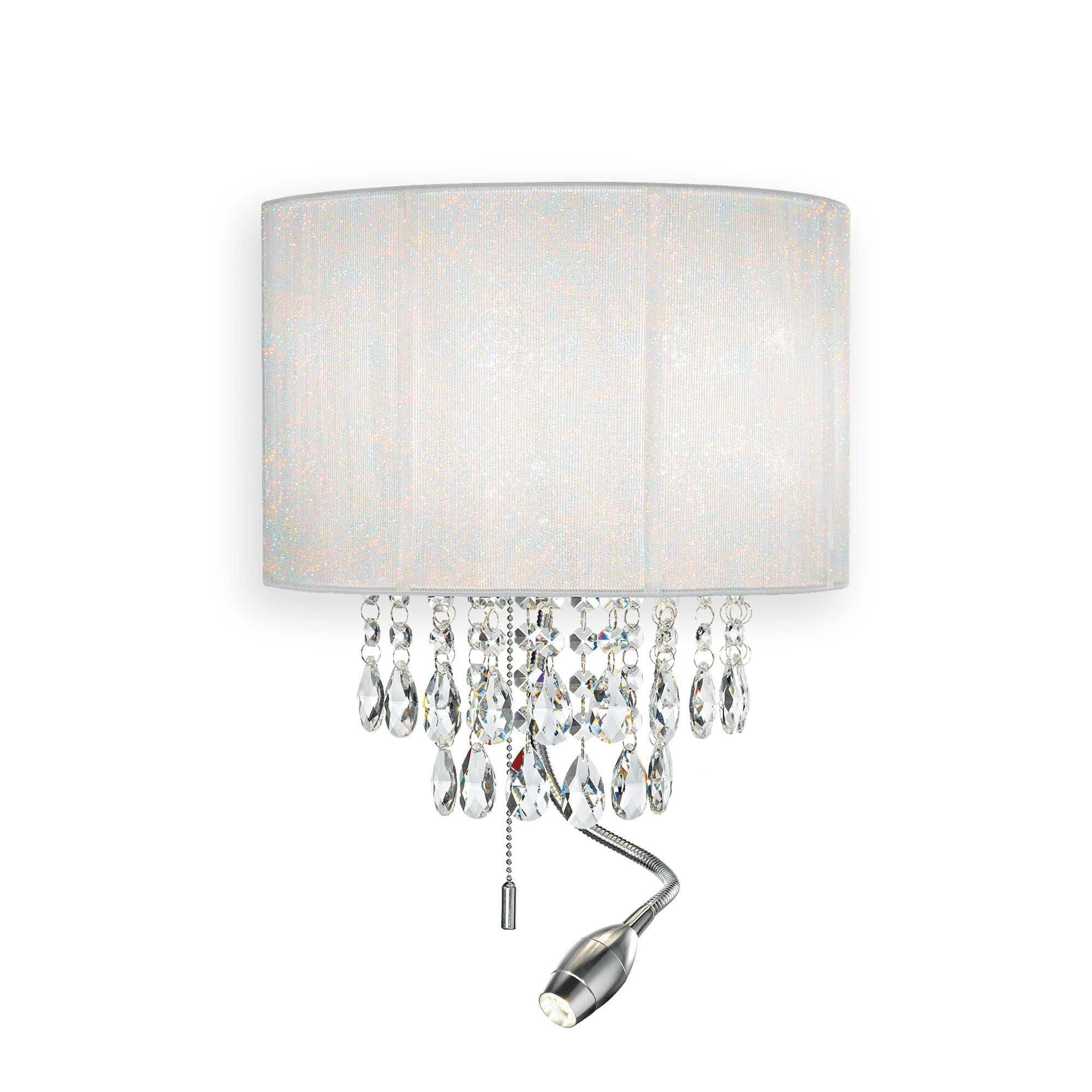 Netlighting Opera LED 3 Light Indoor Wall Light Chrome Crystals & White Shade E14 in Clear