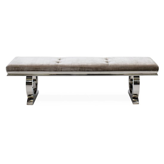 Kesley Velvet Upholstered Dining Bench In Champagne