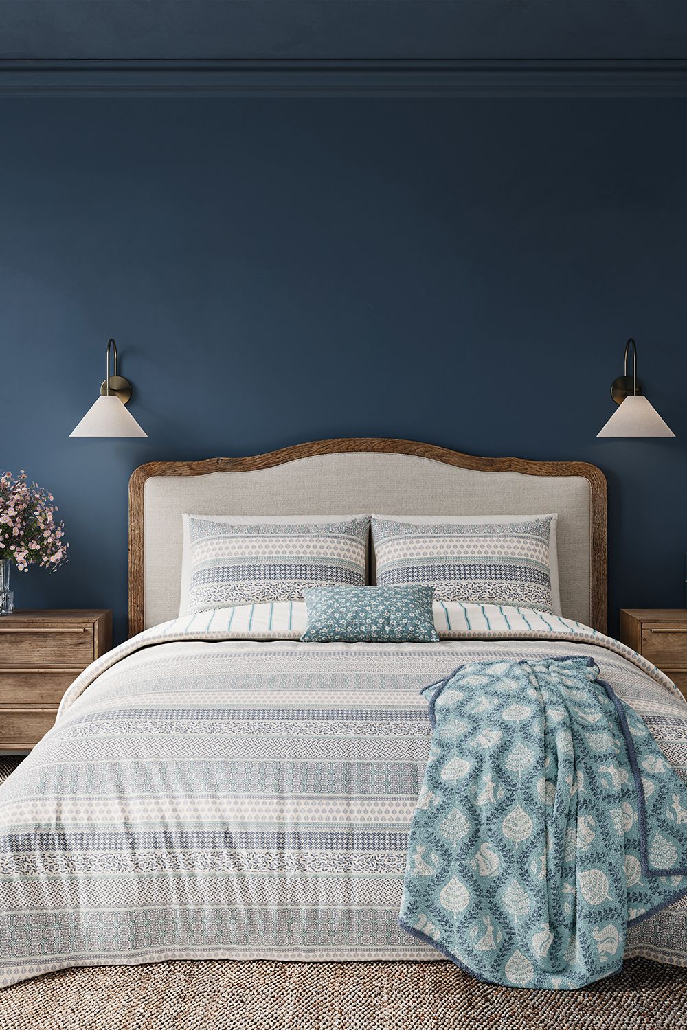 Helena Springfield 'Folk Stripe' Cotton Duvet Cover Set in Teal