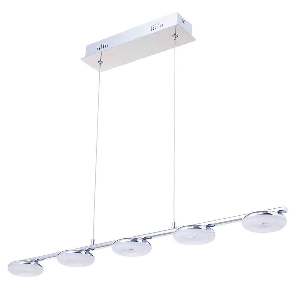 Cyan 5 Light LED Diner Pendant Bar, Chrome