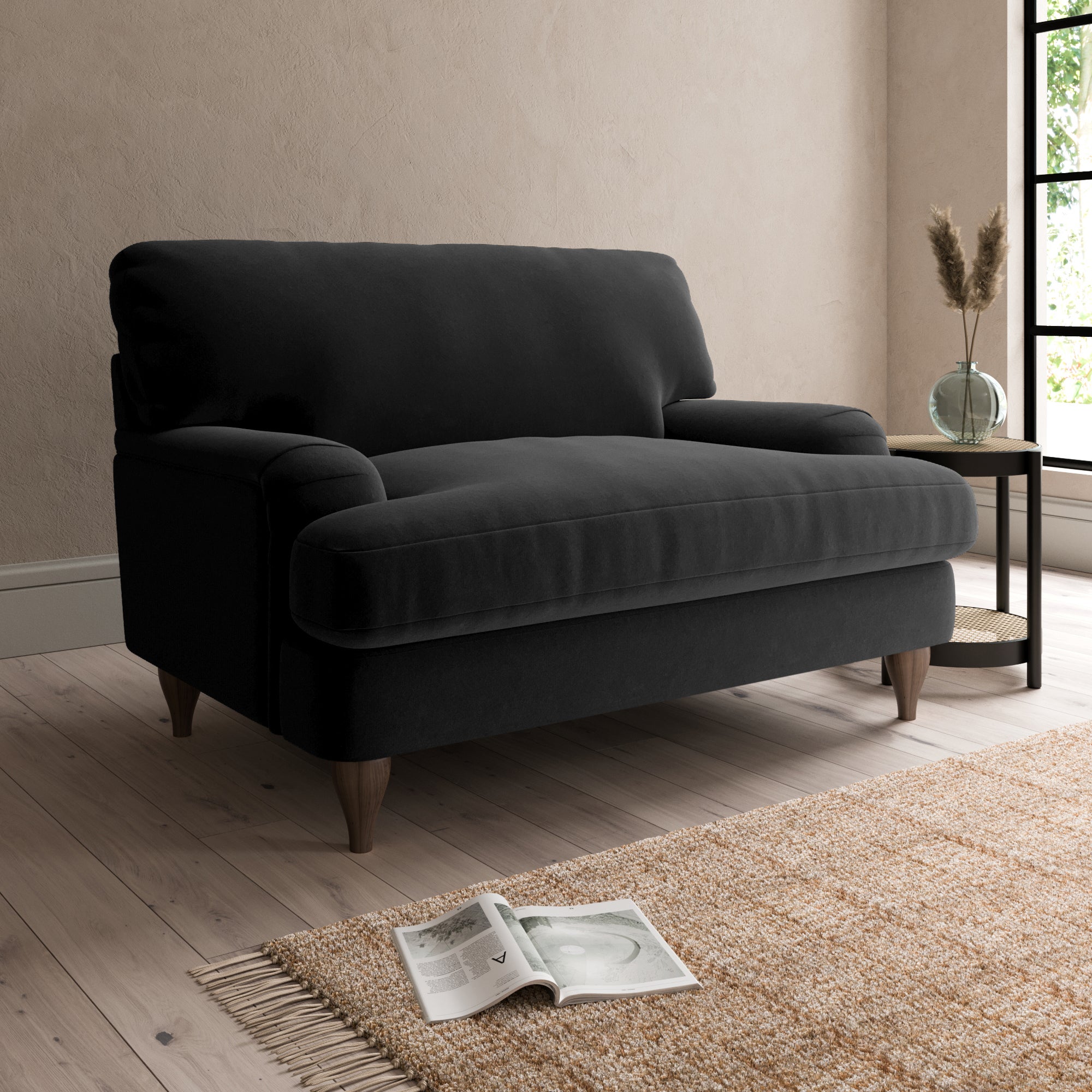 Darwin Luxury Velvet Snuggle Chair Black