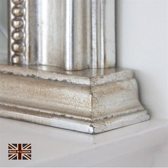 Yearn Mirrors Beaded Overmantle mirror 112(w)x127cm(h) Silver 2