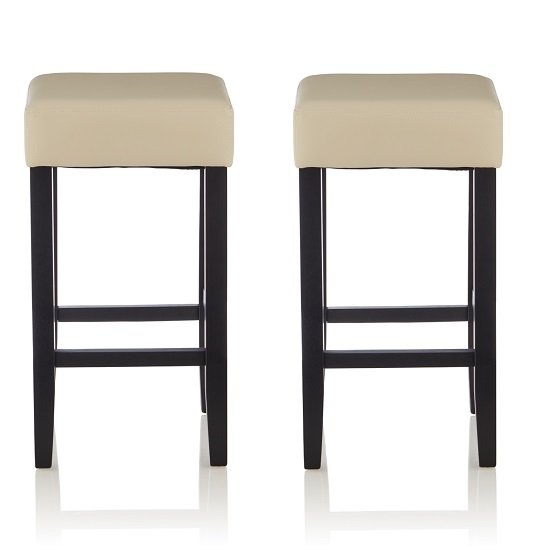 Newark Bar Stools In Cream PU And Black Legs In A Pair