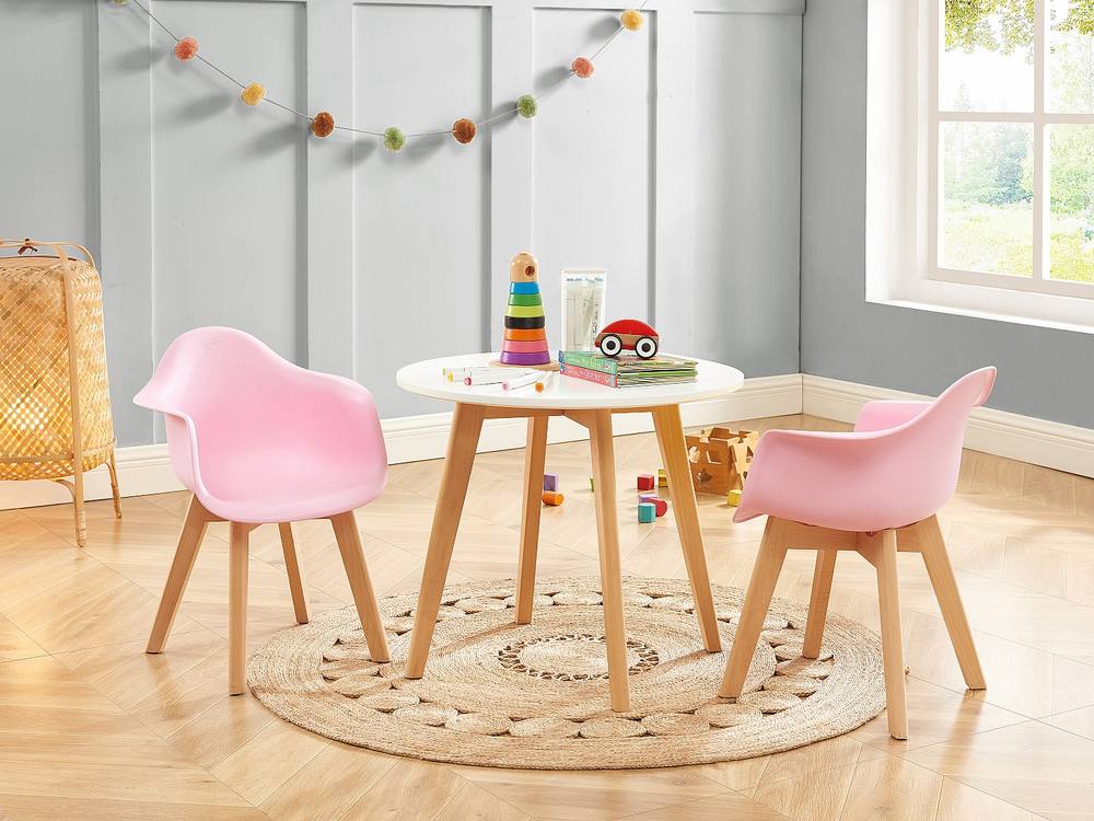 Vente-unique Children's Table In MDF & Beech Wood - White & Natural - LOULOUNE in Light Oak