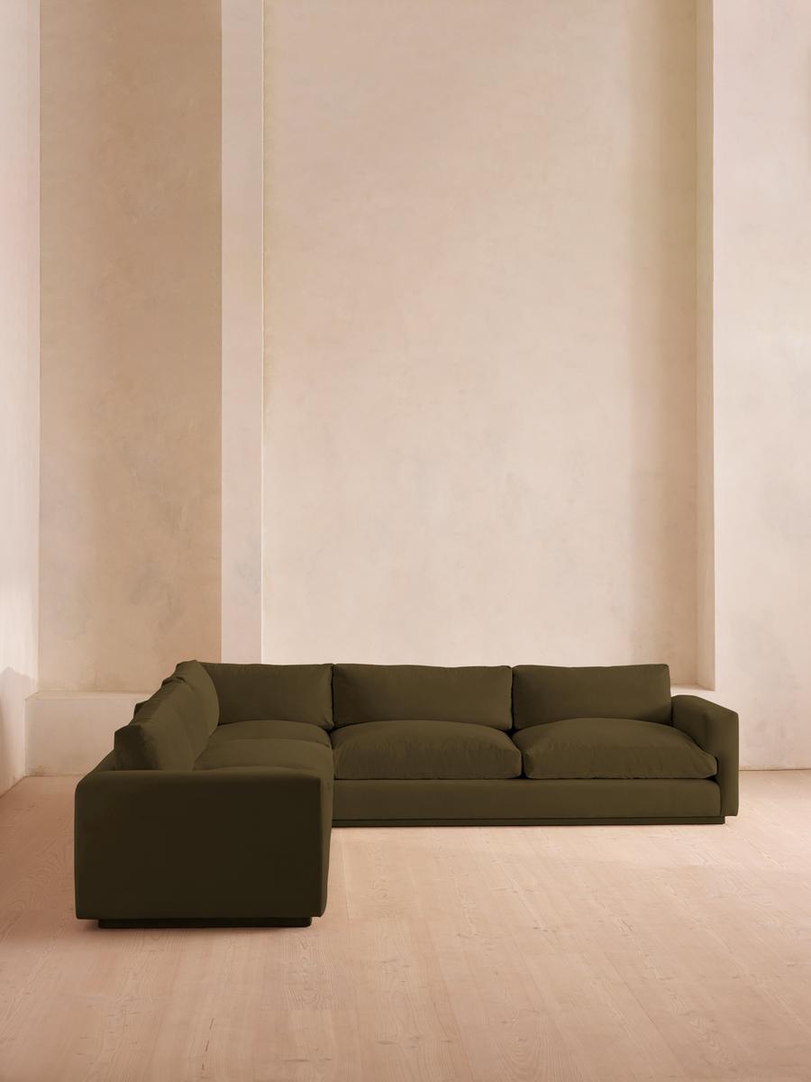 Mossley Corner Sofa, Velvet, Olive