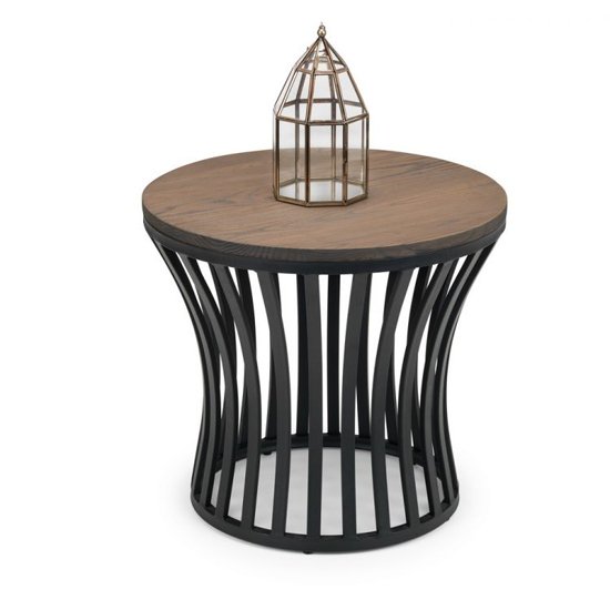 Washington Round Wooden Lamp Table In Mocha Elm