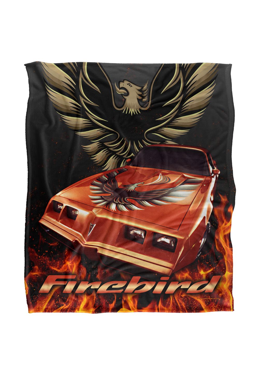 General Motors Pontiac Firebird Flames Silky Touch Super Soft Throw Blanket 152 X 127 cm in White