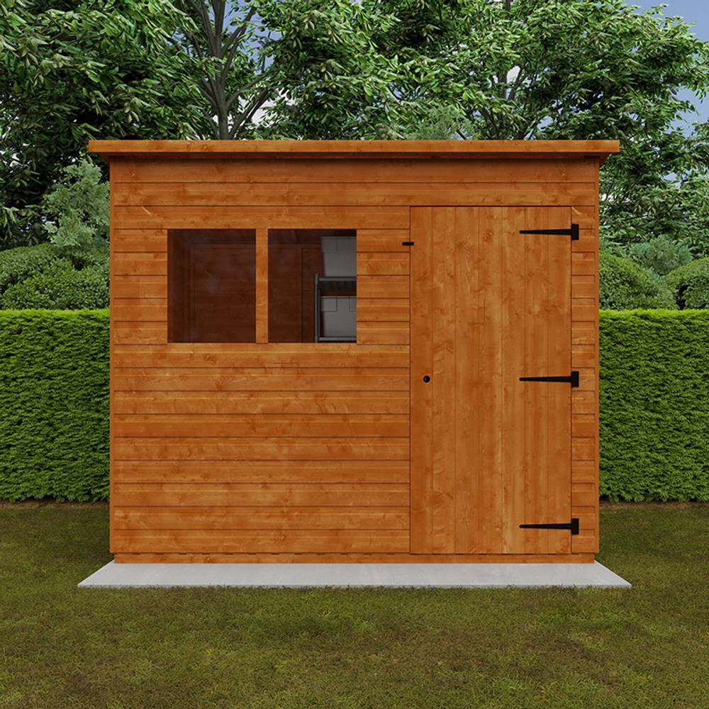 Buttercup Farm 8 x 6 Feet Super Pent 12mm Shed - Solid Wood/Softwood/Pine in Burnt Orange 4