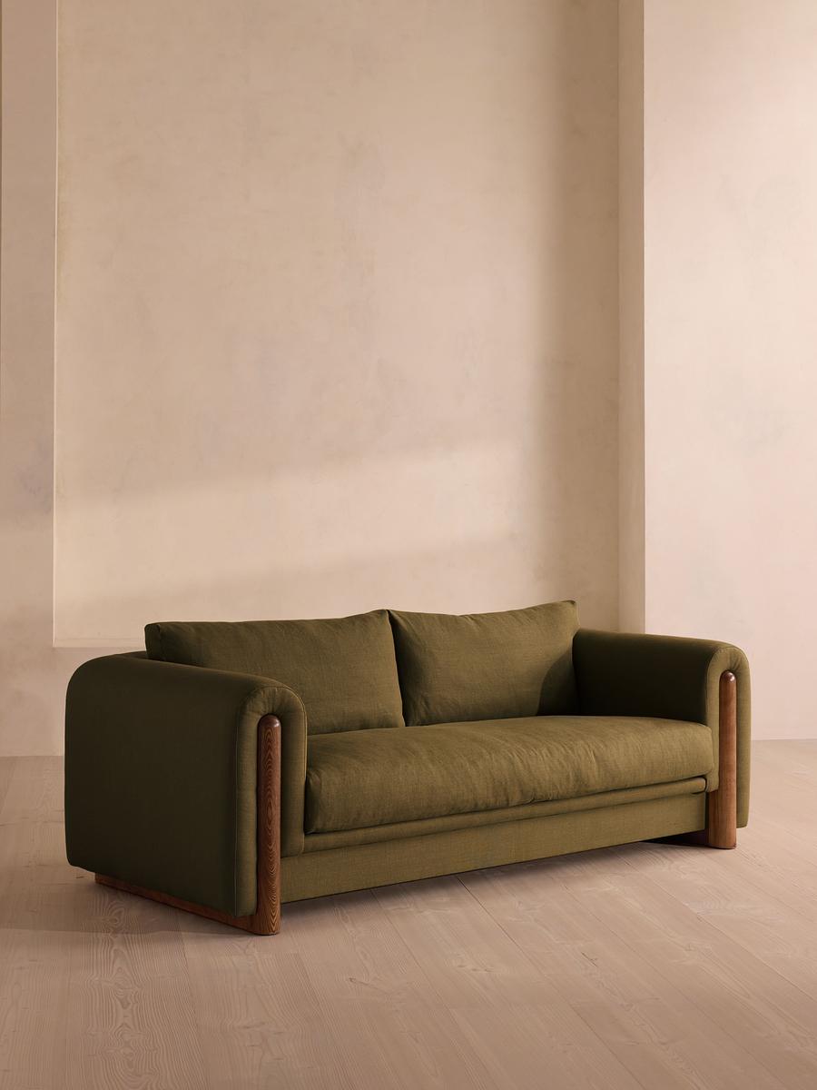 Farrell Three Seater Sofa, Linen, Olive
