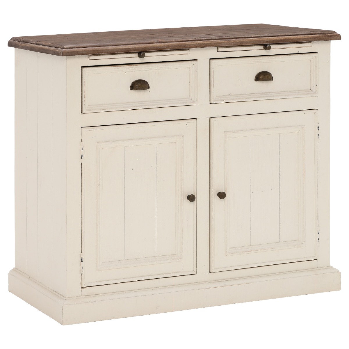 Carisbrooke Reclaimed Wood Narrow 2 Door and 2 Drawer Sideboard, Stucco White