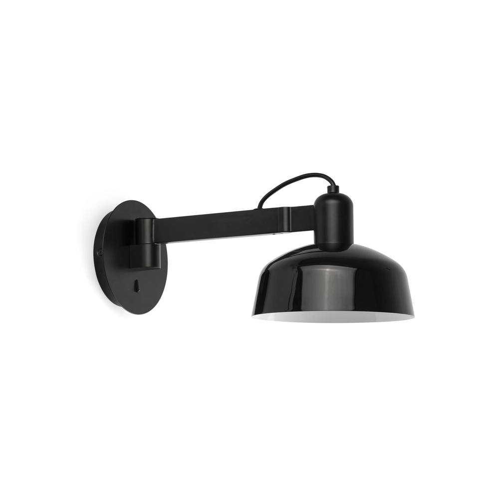 Netlighting Tatawin Arm Dome Wall Lamp Gloss Black 1x E27