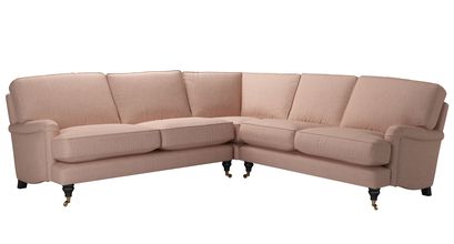 Bluebell Asym. Crn: LHF 2.5 Seat w RHF 2 Seat in Blush Pure Belgian Linen - sofa.com