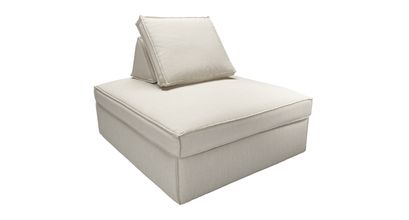 Harry Large Pouffe with bolster cushion in Canvas Pure Belgian Linen - sofa.com