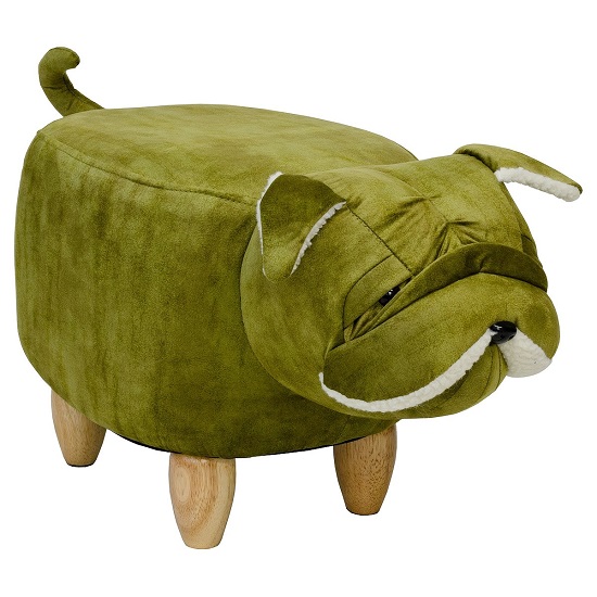 Shar Pei Dog Shaped Pouffe In Green Finish