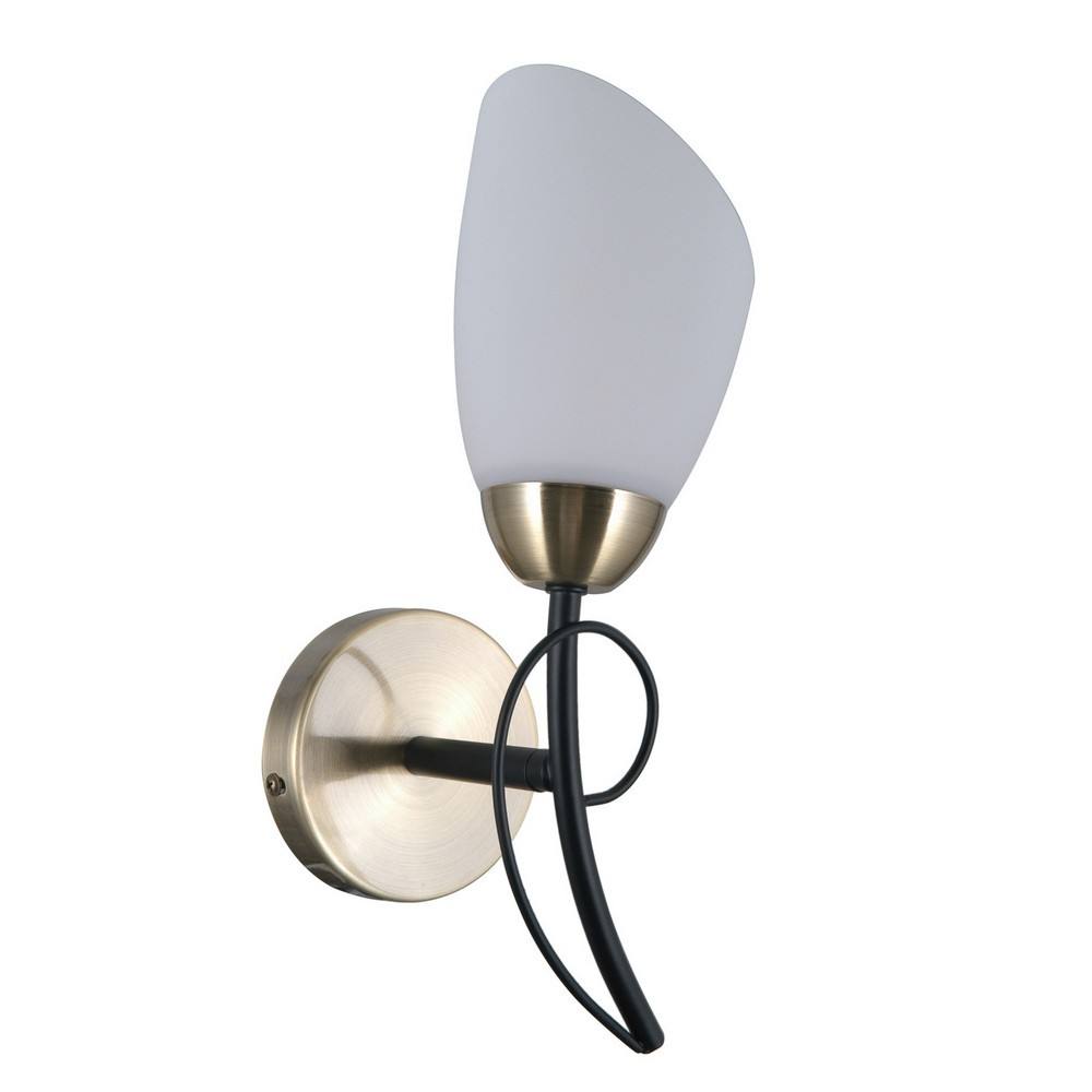 Netlighting Stylized Wall Lamp Black Antique Bronze 1 Light with White Shade E27