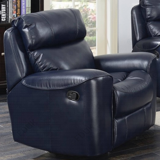 Mebsuta Leather Lounge Chaise Armchair In Navy