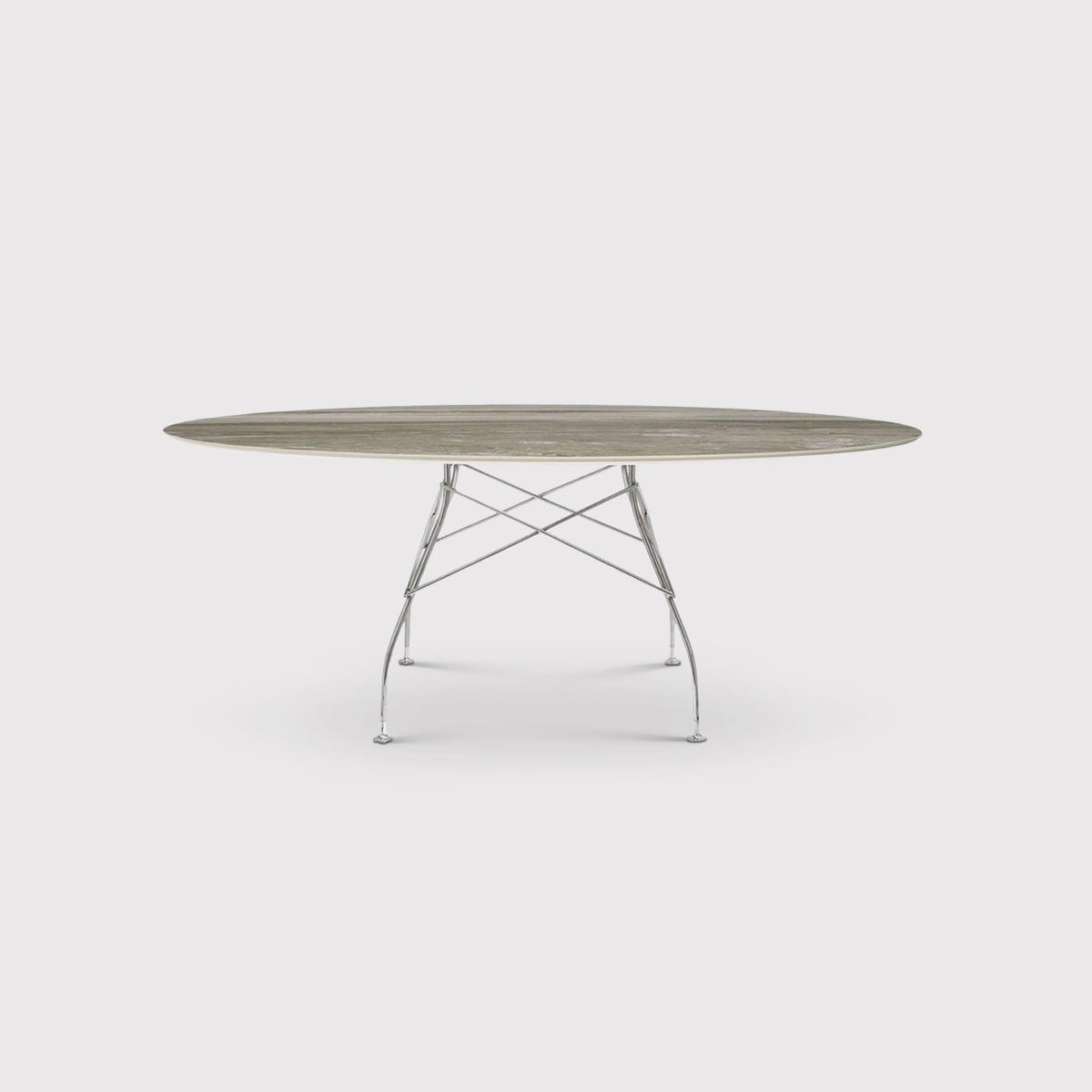 Kartell Glossy 118cm Round Dining Table, Round, Grey Stone | Barker & Stonehouse