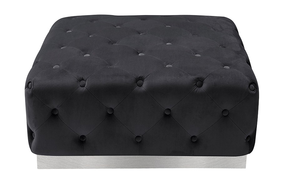 Senio Buttoned Ottoman Black
